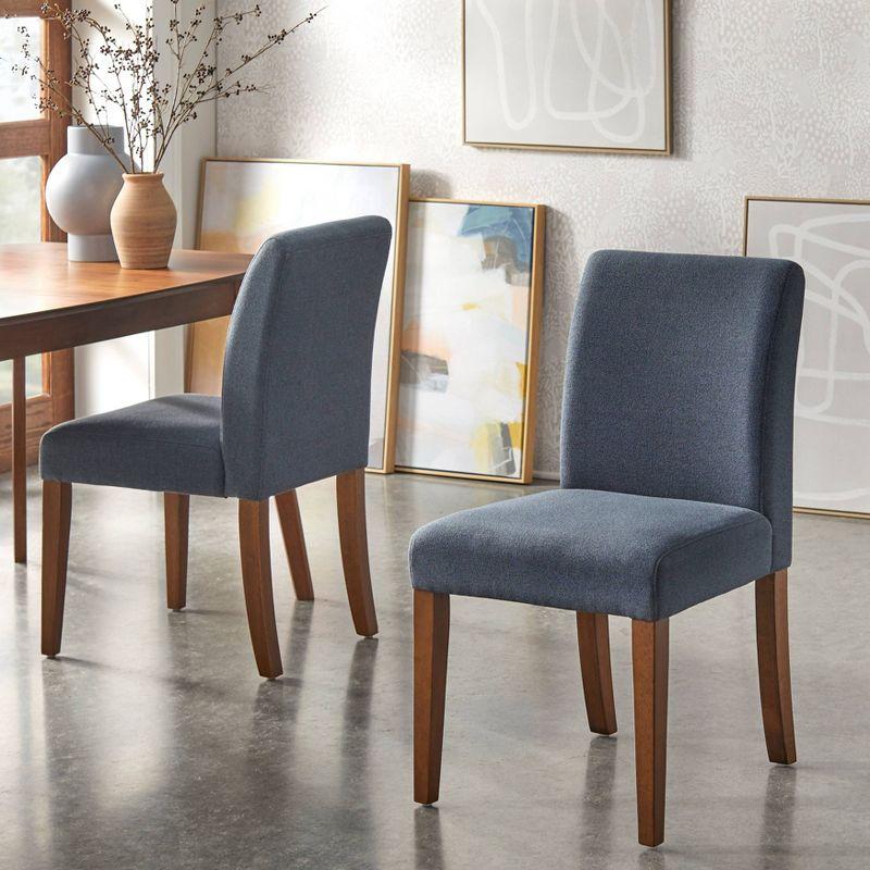 Buylateral Set of 2 Estelle Armless Upholstered Dining Chairs Slate Blue: Upholstered, Rubberwood Frame, Foam Filled