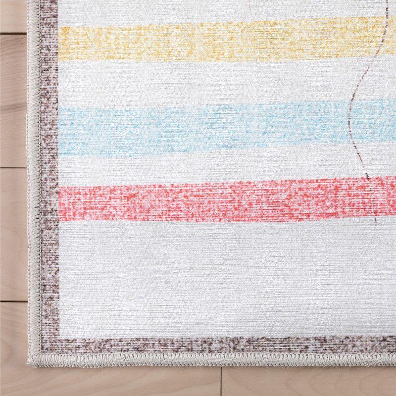 Well Woven Kids Rugs Hopscotch Rainbow Modern Multi Beige Area Rug