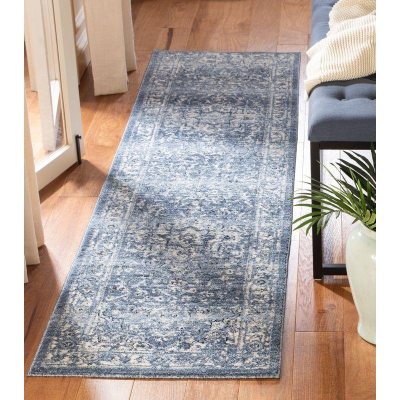 Charleston Heirloom Navy & Creme 2' x 10' Synthetic Runner Rug