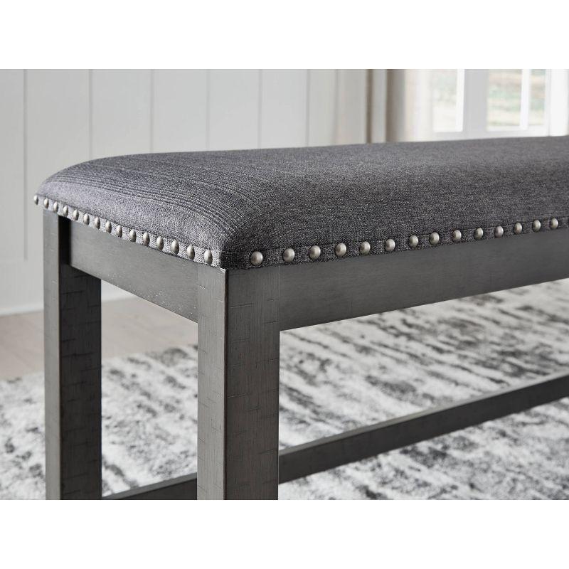 Myshanna Double Upholstered Two-Tone Dining Bench Gray: Nailhead Trim, Rectangle - Signature Design by Ashley