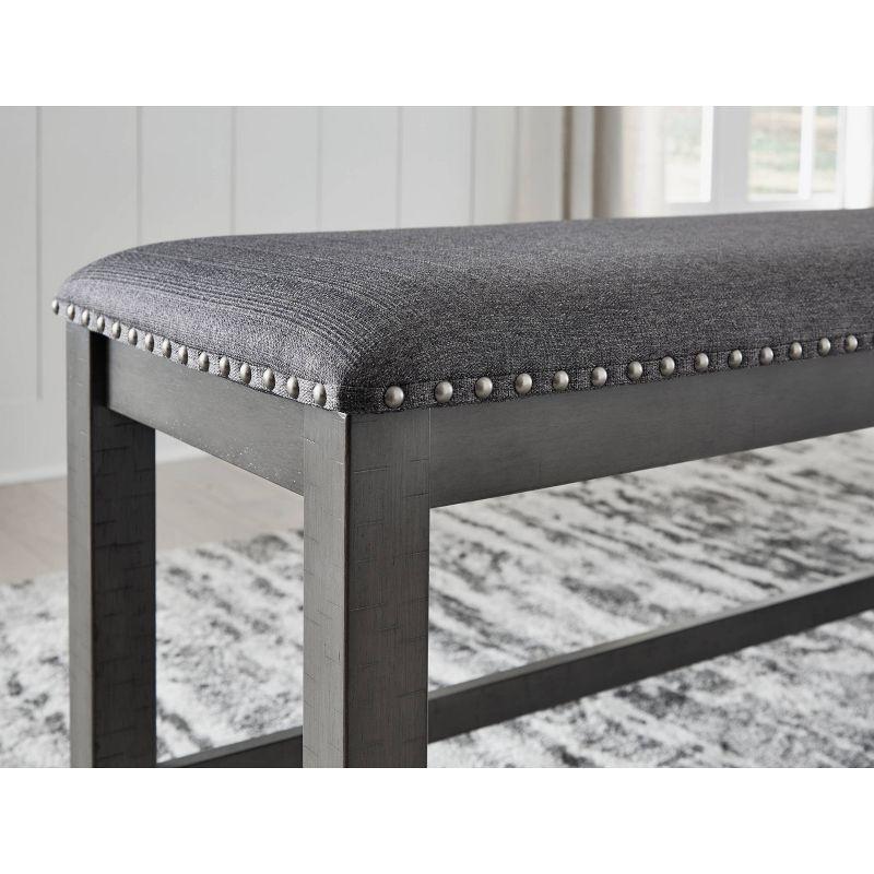 Transitional Gray Cushioned 48'' Dining Bench with Nailhead Trim