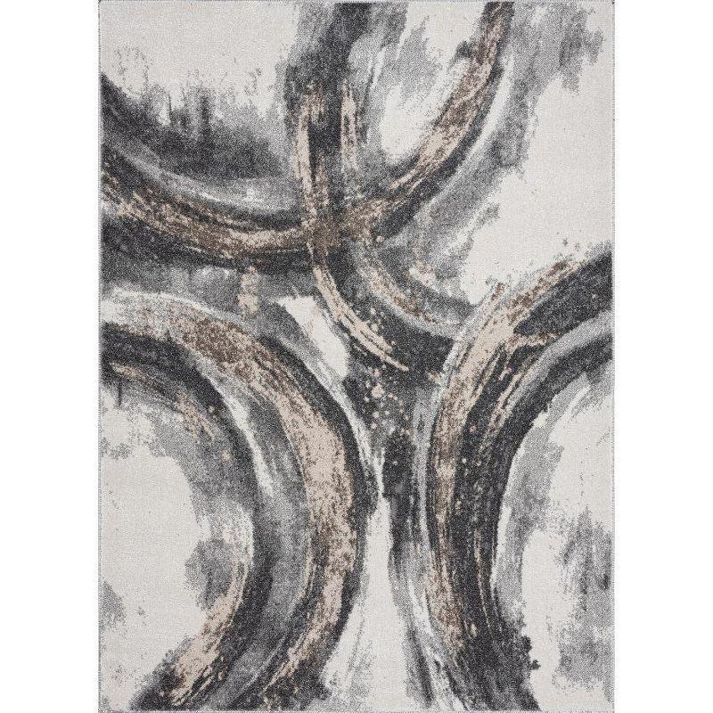 Gray Abstract Geometric Medium Pile Area Rug