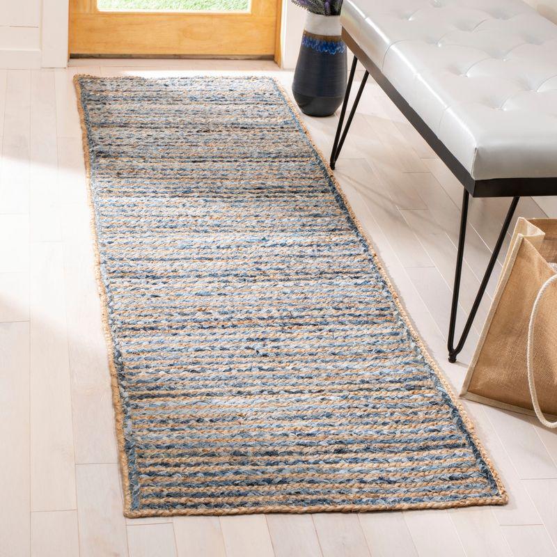 Cape Cod CAP250 Hand Woven Runner Rug - Natural/Blue - 2'3"x12' - Safavieh.