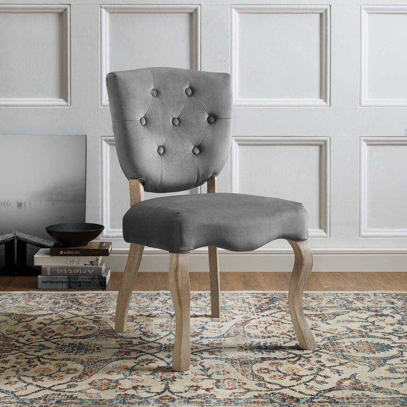 Modway Array Vintage French Performance Velvet Dining Side Chair Gray