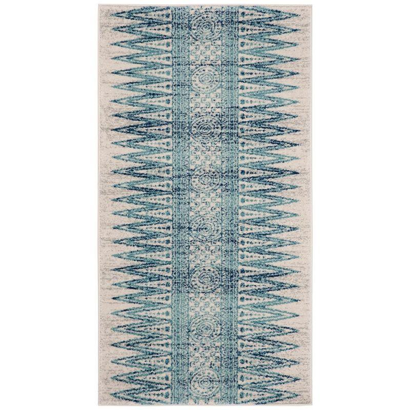 Evoke EVK226 Power Loomed Accent Rug Ivory / Turquoise 2'-2" X 4' - Safavieh.