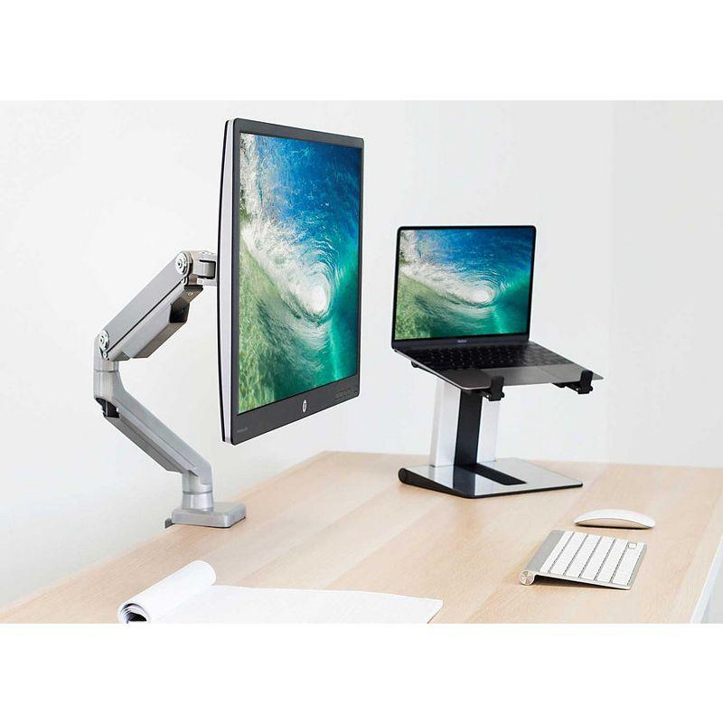 Mount-It! Single Monitor Arm Mount | Full Motion Height Adjustable Articulating Mechanical Spring Arm | Fits 24 - 32 Inch  | C-Clamp and Grommet Base