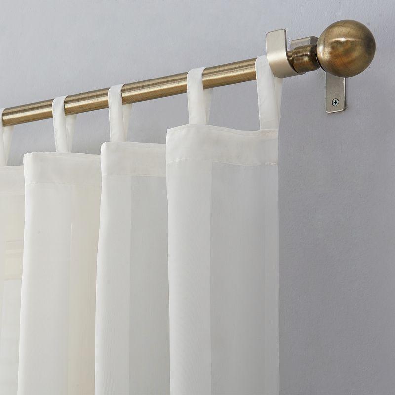 59"x95" No. 918 Sheer Emily Voile Tab Top Curtain Panel Eggshell: Transitional Indoor Décor, Machine Washable