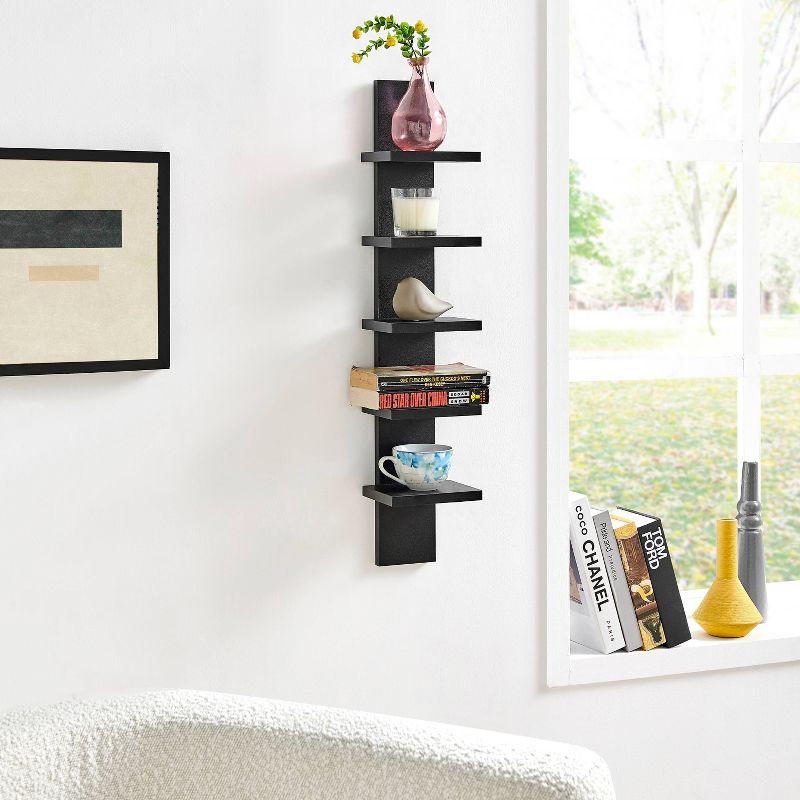 Black 33" 5-Tier Floating Wall Shelf for Living Room