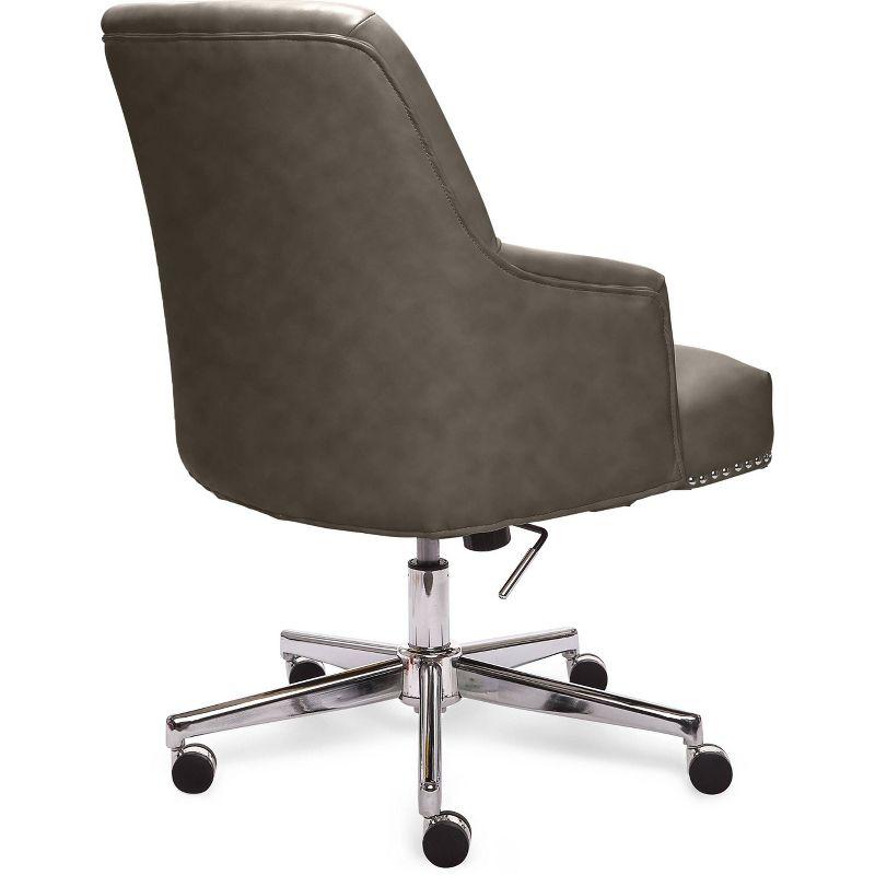 Modern Leighton Swivel Home Office Chair in Gray Bonded Leather