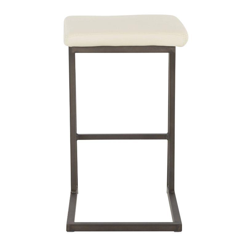 Cream Metal Backless Industrial Counter Stools, Set of 2