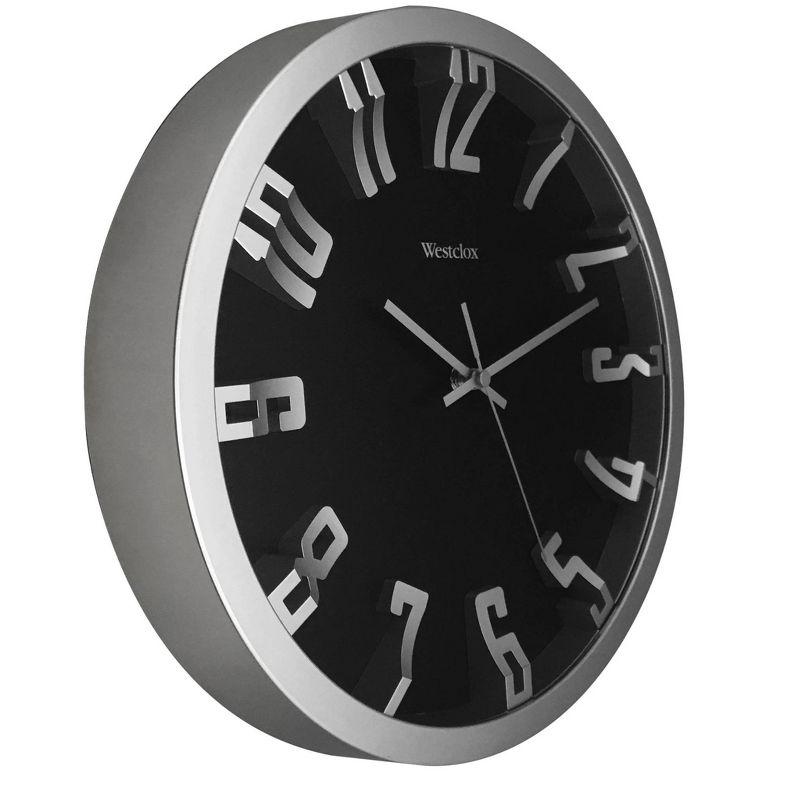 Westclox 12" Black and Silver Modern Wall Clock with Raised Numbers