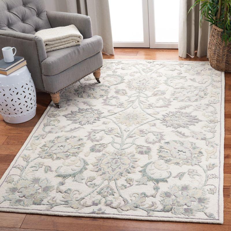 Elegant Ivory Hand-Tufted Wool Rectangular Rug 4' x 6'