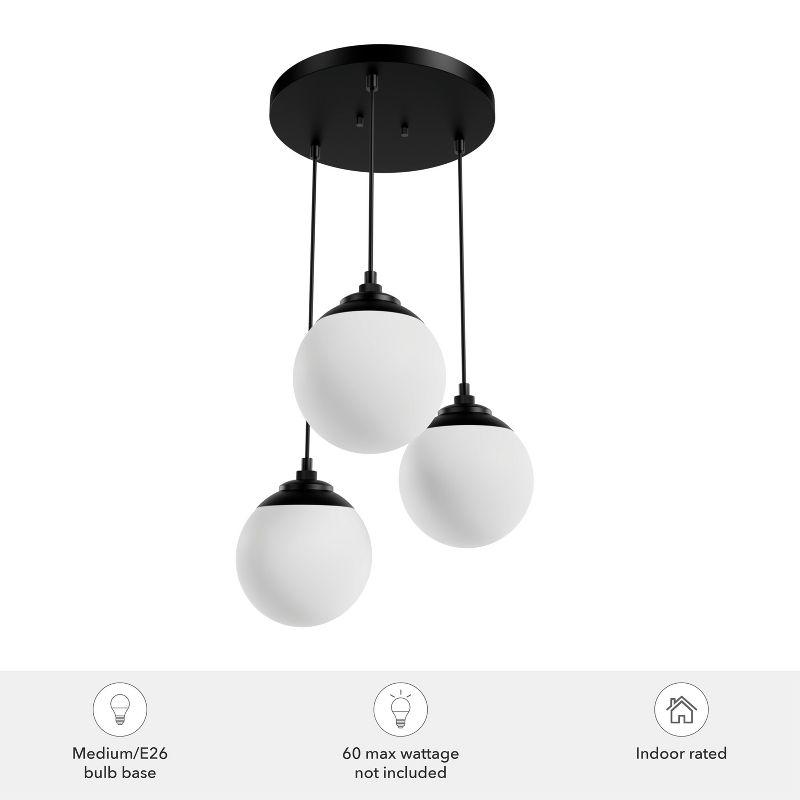 Hepburn Matte Black 3-Light Globe Cluster Pendant with White Glass