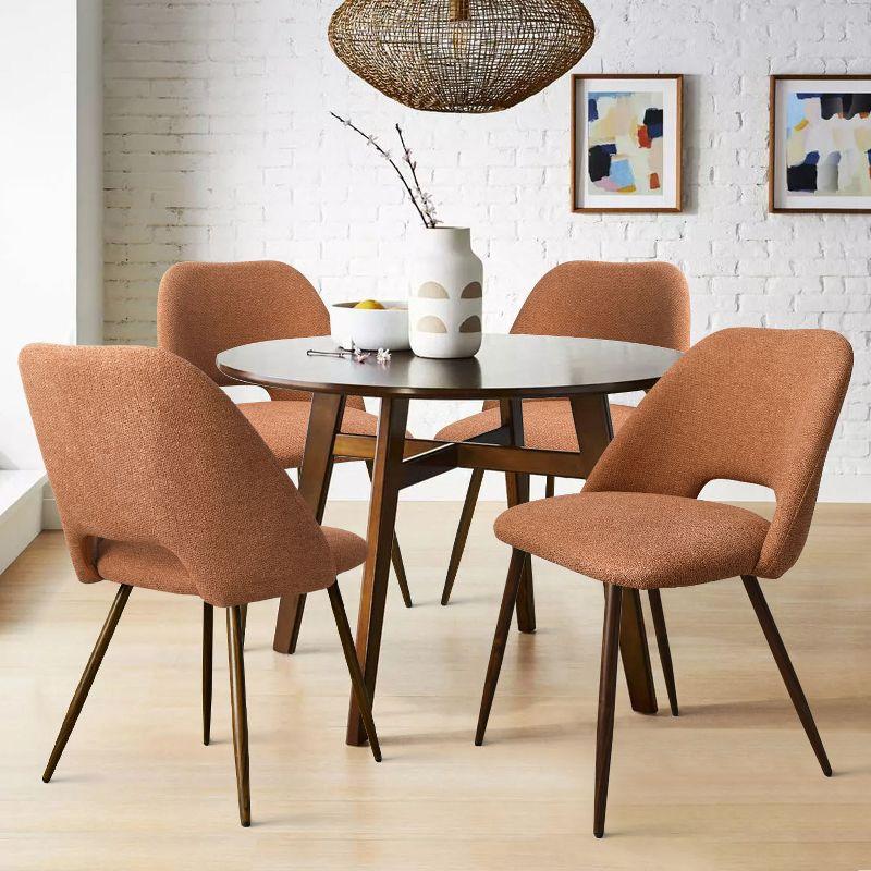 Terra Fabric Dining Chairs Set Of 4,Modern Kitchen Dining Room Chairs With Curved Back,Upholstered Dining Chairs With Walnut Metal Legs-Maison Boucle