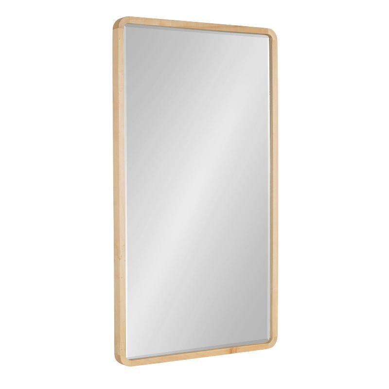 Natural Wood Framed Rounded Rectangle Wall Mirror, 20 x 36