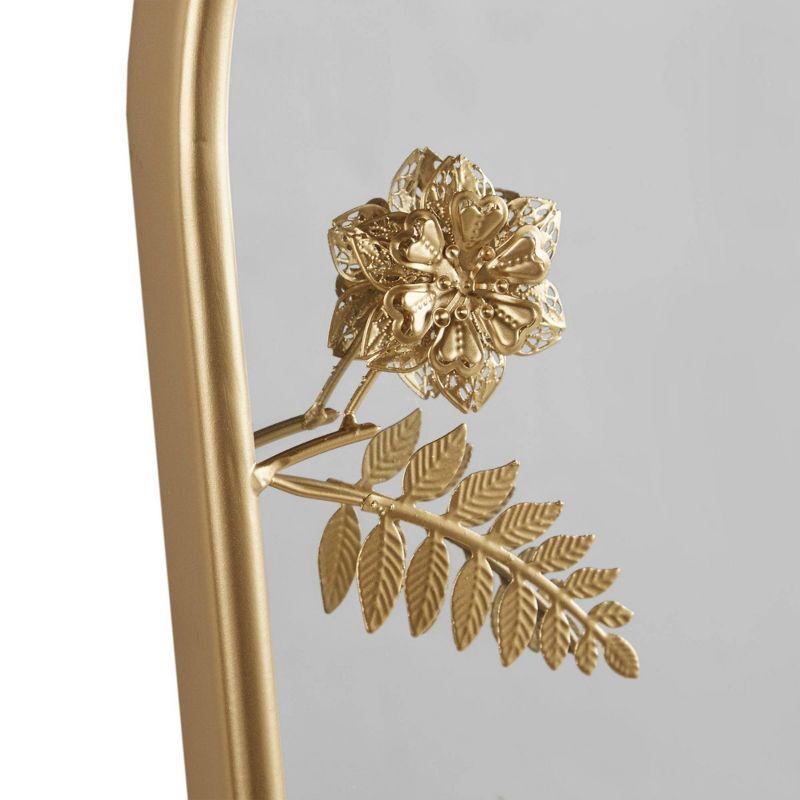 Gold Arched Floral Metal Frame Wall Mirror