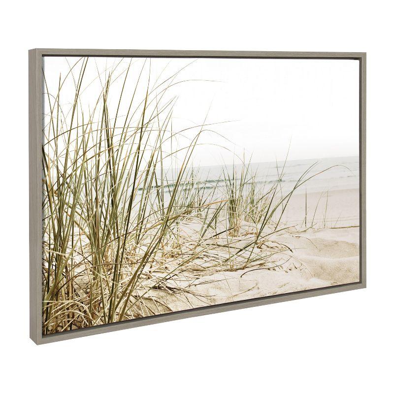 Kate & Laurel All Things Decor Sylvie Calming Beach Grass Framed Canvas by The Creative Bunch Studio