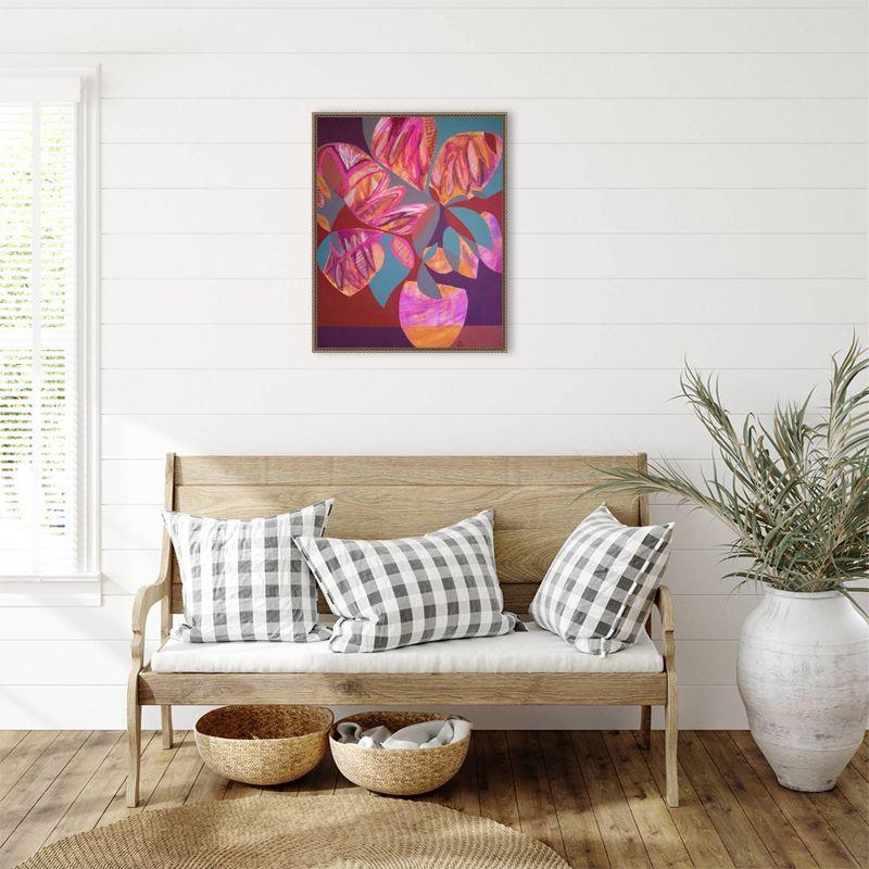 23"x28" Pink Flowers by Gabriela Avila - Amanti Art: Hand-Stretched, Lithograph, Vertical Wall Art