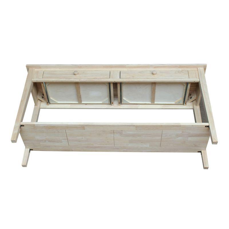 60" Spencer Extended Length Console Server Table Light Brown - International Concepts: Hardwood Foyer Storage