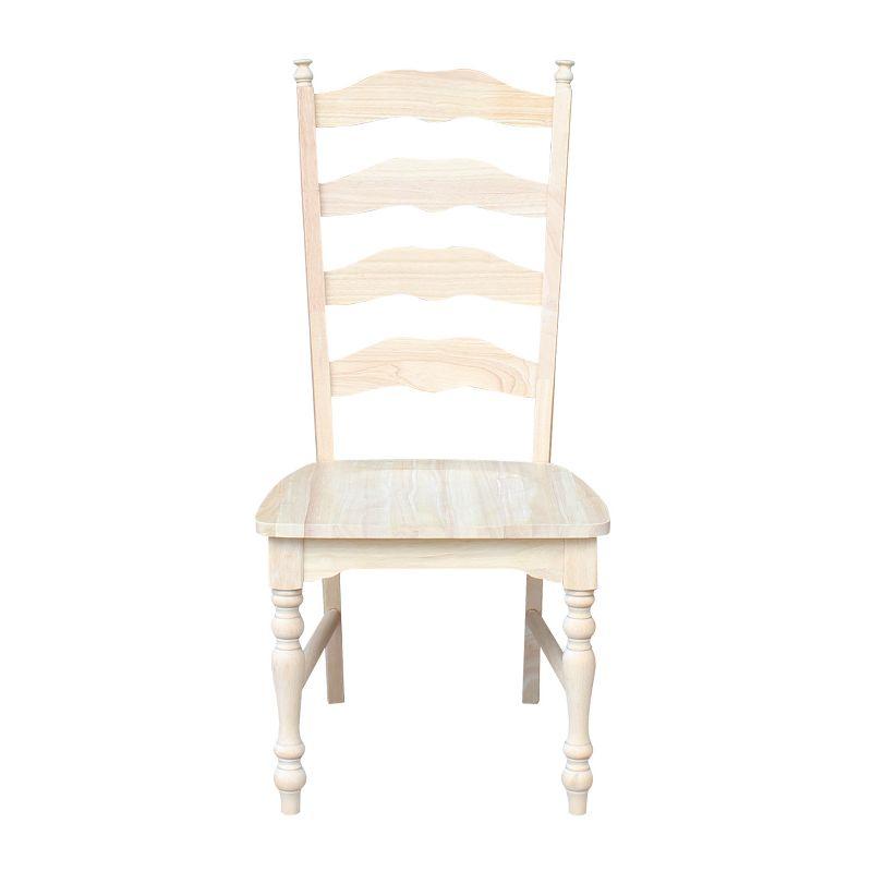International Concepts Set of 2 Maine Ladderback Chair Unfinished : Hardwood Frame, Armless Design, 225 lb Capacity