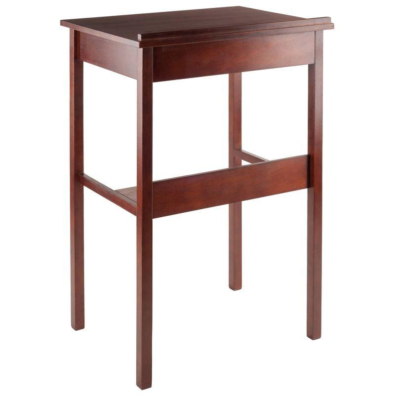 Winsome Ronald High Desk Walnut: Mid-Century Modern Standing Secretary, Spot Clean, No Storage