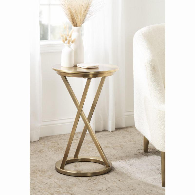 Kate and Laurel Aja Round Metal Side Table, 15x15x23, Gold