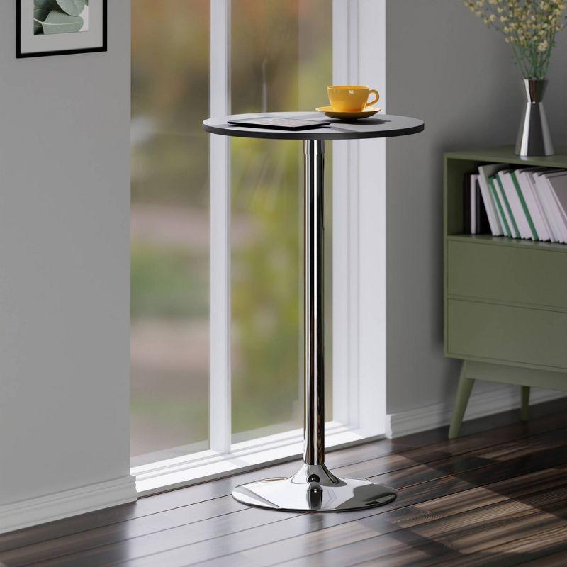 24" Spectrum Round Bar Height Table with Metal Legs Black - Winsome: Chrome Base, MDF Top, Contemporary Style