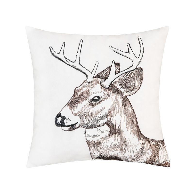 Deer Portrait Indoor / Outdoor Embroidered Throw Pillow