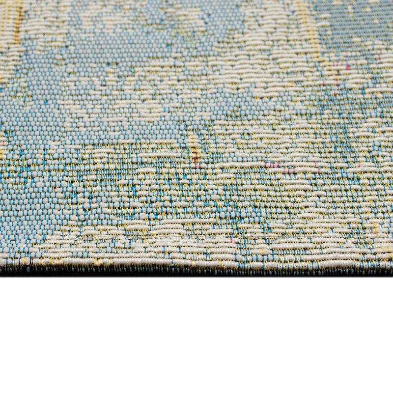 Abstract Blue Square Synthetic Flat Woven Area Rug 6'6" x 9'4"