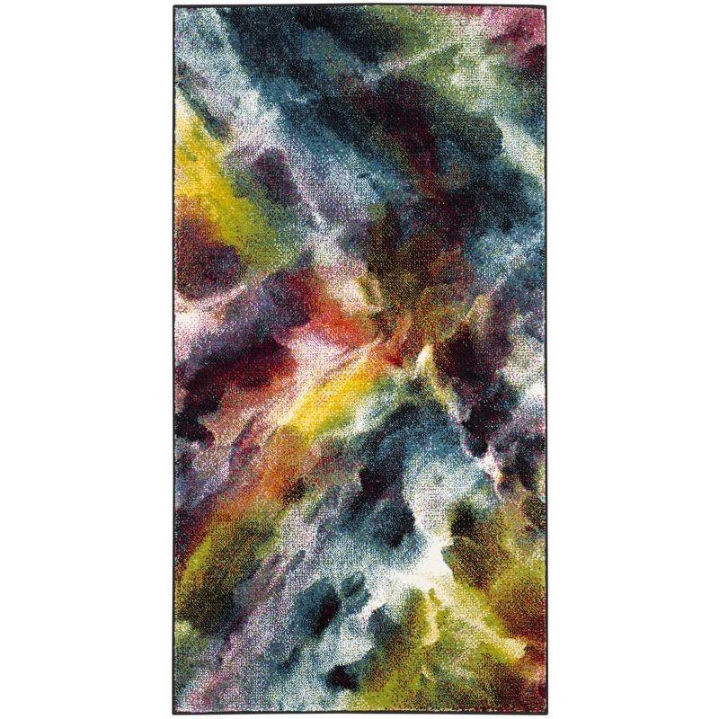 Celestial Spark Abstract Blue 4' x 6' Synthetic Area Rug