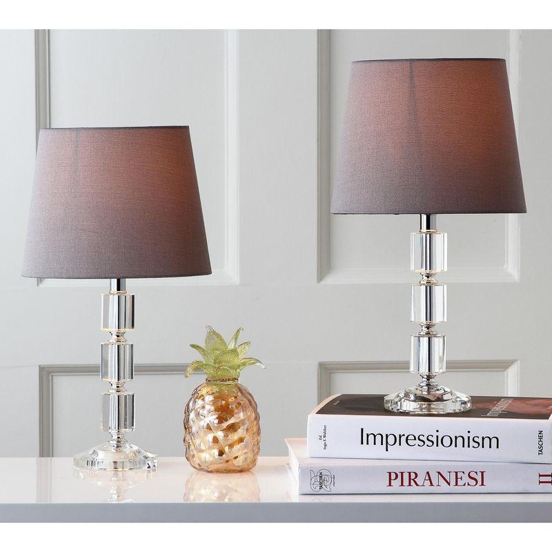 Erin 16'' Clear Crystal Table Lamp Set with Grey Shades