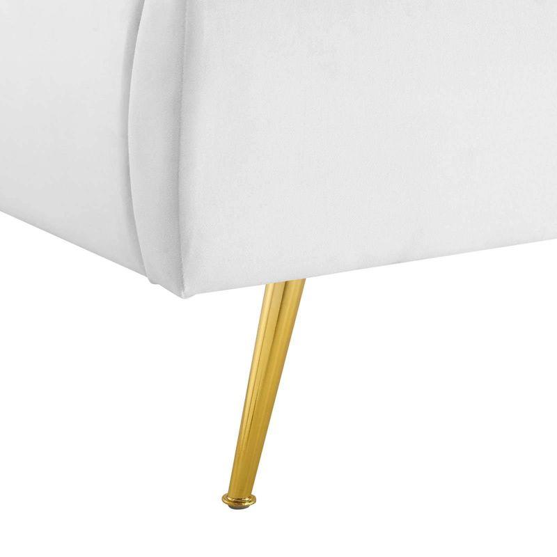 Queen Lana Performance Velvet Wingback Platform Bed White - Modway: Gold Metal Legs, No Box Spring Needed