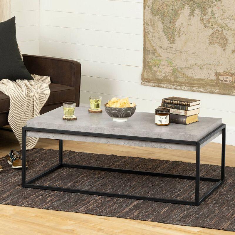 Mezzy Industrial Rectangular Coffee Table in Concrete Gray and Black