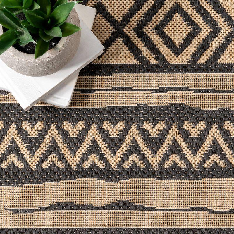 Abbey Geometric Striped Indoor and Outdoor Area Rug - nuLOOM