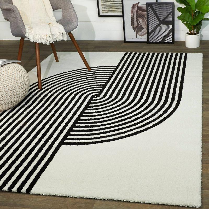 Anscombe Contemporary Stripe Rug White - Balta Rugs