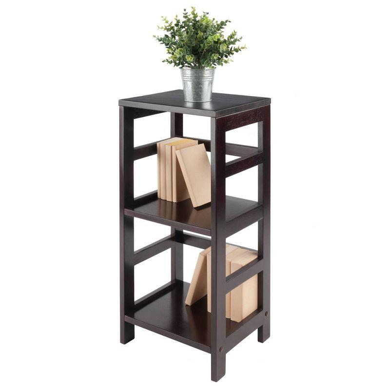 29.21" 2 Tier Leo Shelf Storage or Bookshelf Narrow Espresso Finish - Winsome: Mid-Century Modern, Wood Composite, Metal Hardware