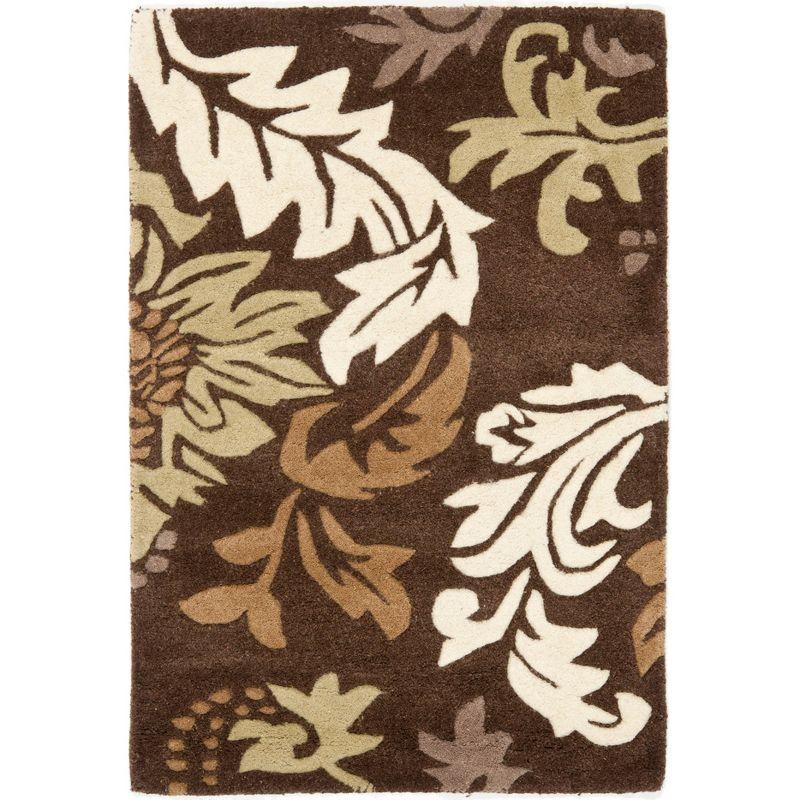 Handmade SoHo Floral Tufted Rectangular Brown Wool Rug