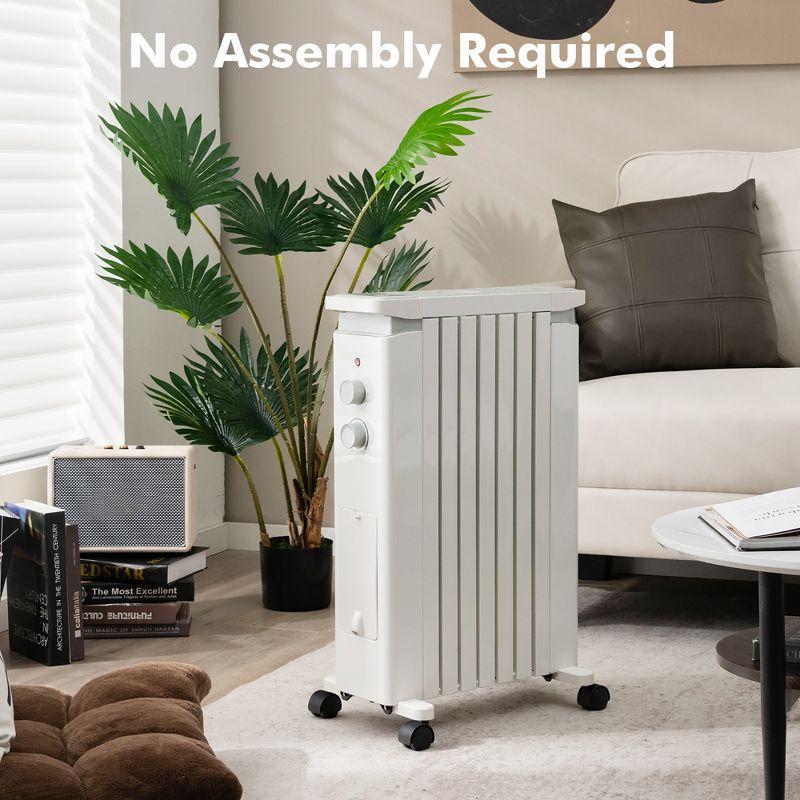 Costway 1500W Oil Filled Radiator Heater Electric Space Heater w/ Humidifier White\Black