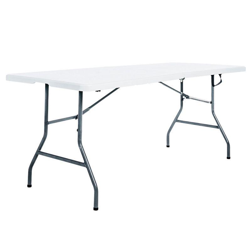 Peakform Multipurpose Banquet Fold-In-Half Table Lightweight Durable Desk with Secure Base for Indoor and Outdoor Events, 6 Foot, White