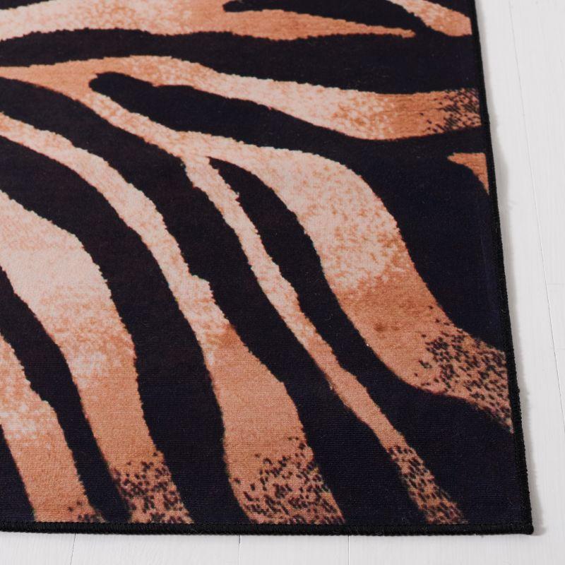 6' x 6' Square Black and Light Orange Faux Fur Rug