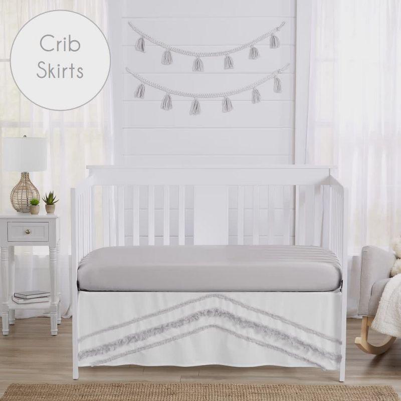 Sweet Jojo Designs Boy Girl Gender Neutral Unisex Baby Crib Bedding Set - Boho Fringe White and Grey Collection 4pc