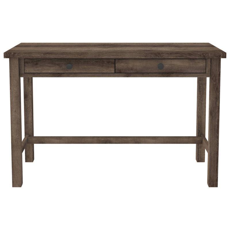 Transitional Weathered Oak Home Office Desk with Dual Drawers