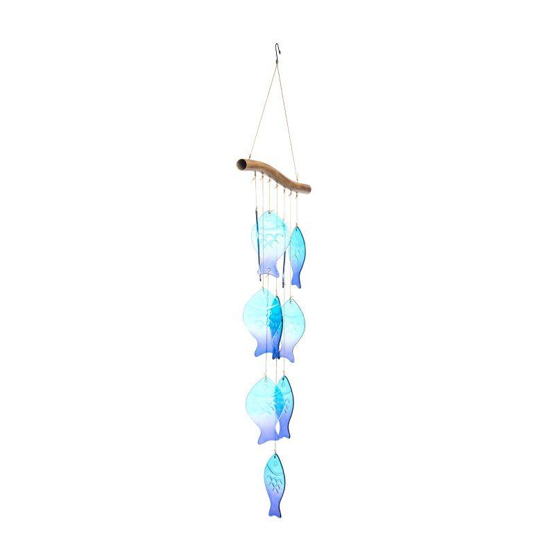 Transpac Glass 43.3 in. Multicolor Spring Bright Fish Wind Chime