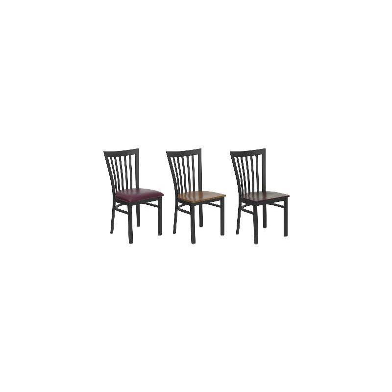 Elegant Black Steel and Walnut Wood Slat Side Chair