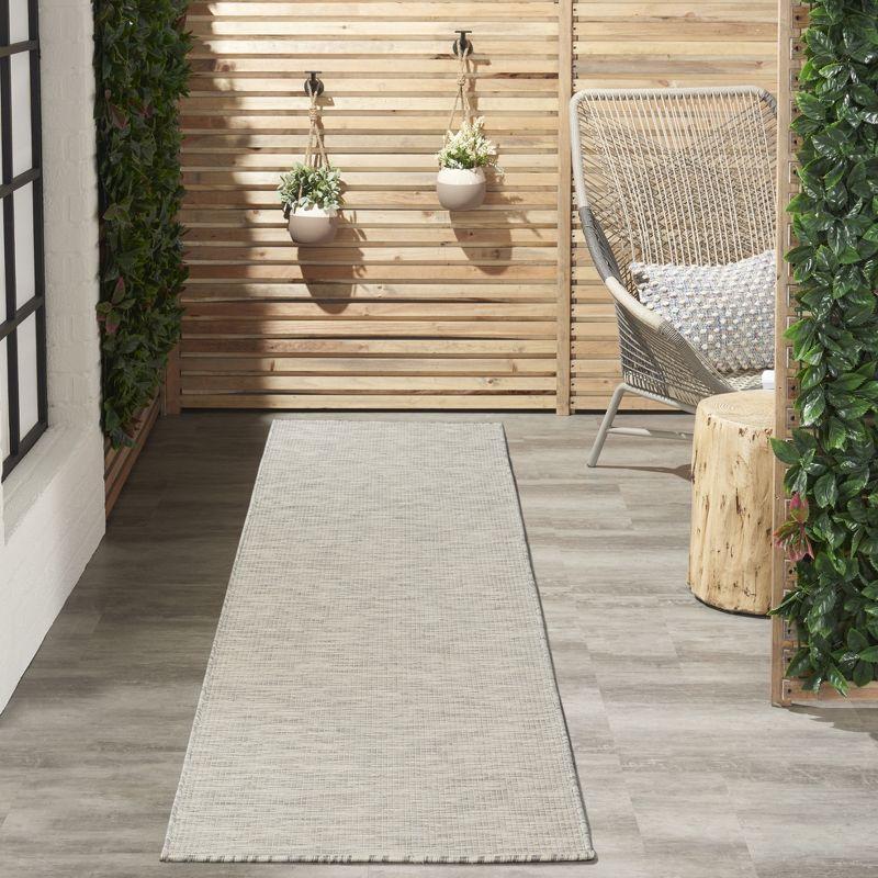 Light Grey Synthetic Flat Woven Runner Rug 2'2" x 10'