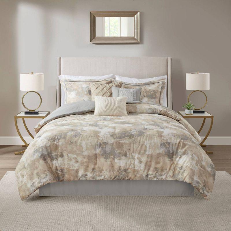 Madison Park Beacon 7 Piece Textured Cotton Blend Comforter Set (Set of 7)