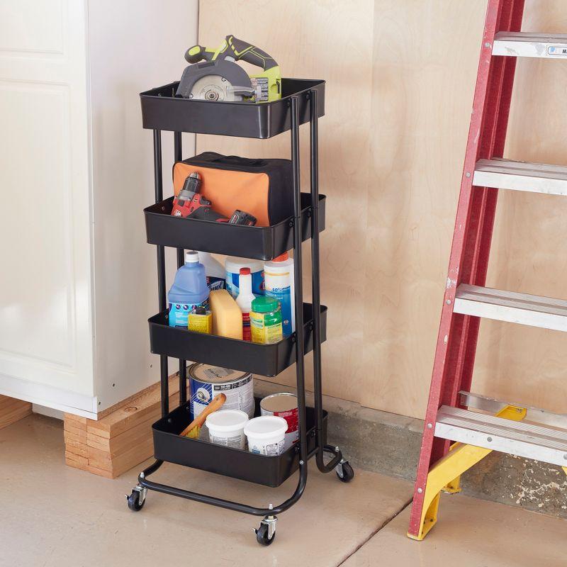 ECR4Kids 4-Tier Metal Rolling Utility Cart - Mobile Storage Organizer