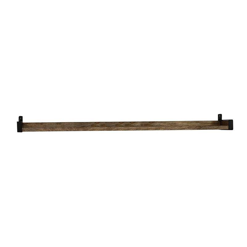 24" Solid Wood Industrial Bracket Ledge Wall Shelf Metal Driftwood - InPlace: Easy Install, Open Shelving