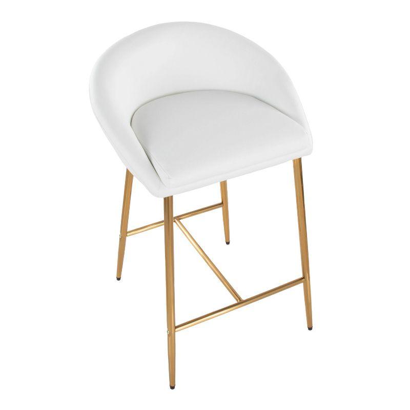 LumiSource Set of 2 26" Matisse Glam Counter Height Barstools Gold Metal Frame/White Faux Leather