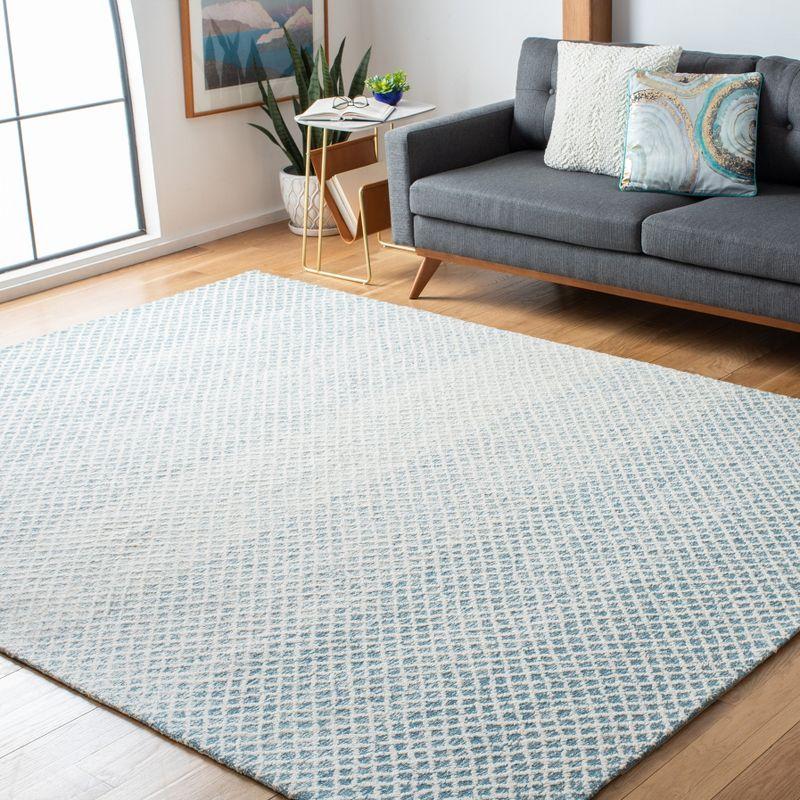 Handmade Tufted Blue Wool Square Rug 5'